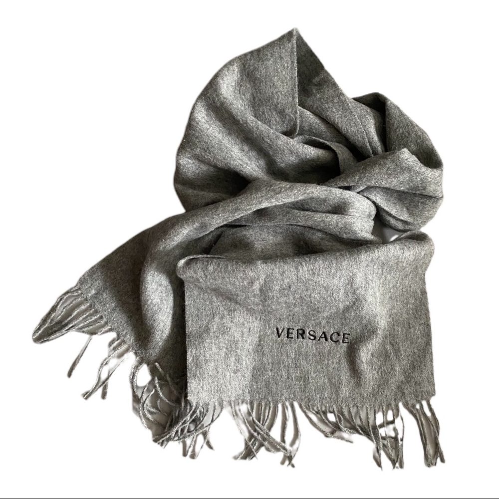 Versace Grey Wool Scarf